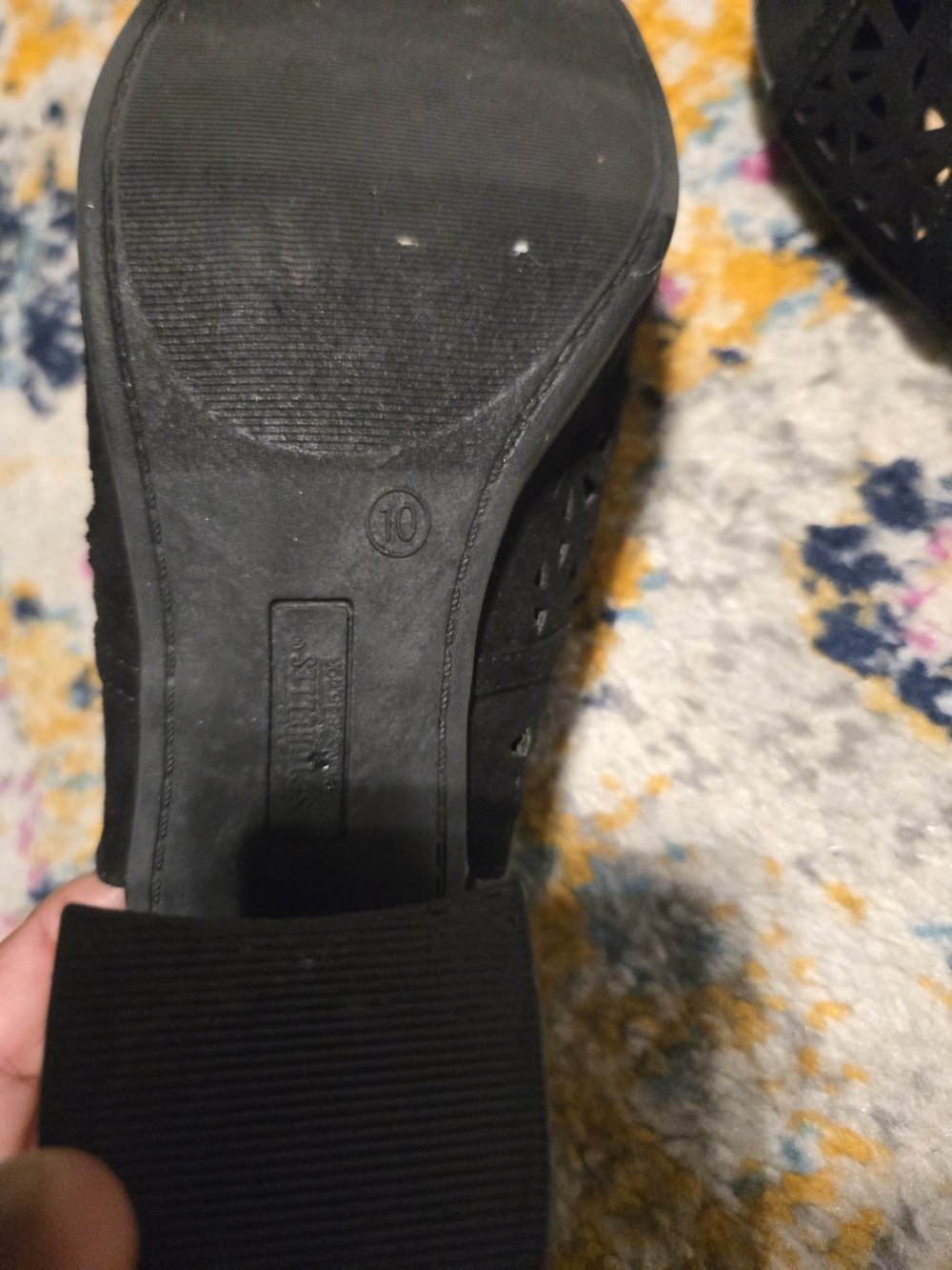 Seychelles Black Laser-Cut Peep Toe Slingback Heels 10 - Picture 6 of 7